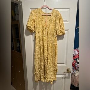 Yellow snake print day dress faithful the brand